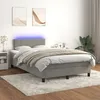 Image de vidaXL Sommier tapissier matelas et LED Gris clair 120x200 cm Velours
