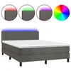 Image de vidaXL Sommier tapissier matelas et LED Gris foncÃ© 140x190 cm Velours