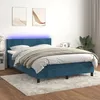 Image de vidaXL Sommier tapissier matelas et LED Bleu foncÃ© 140x200 cm Velours