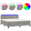 Image de vidaXL Sommier tapissier matelas et LED Gris clair 160x200 cm Velours