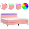 Image de vidaXL Sommier tapissier avec matelas et LED Rose 160x200 cm Velours