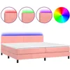 Image de vidaXL Sommier tapissier avec matelas et LED Rose 200x200 cm Velours