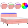 Image de vidaXL Sommier tapissier avec matelas et LED Rose 160x200 cm Velours