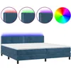 Image de vidaXL Sommier tapissier matelas et LED Bleu foncÃ© 200x200 cm Velours