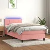 Image de vidaXL Sommier tapissier avec matelas et LED Rose 100x200 cm Velours
