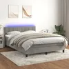 Image de vidaXL Sommier tapissier matelas et LED Gris clair 140x190 cm Velours