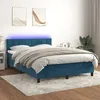 Image de vidaXL Sommier tapissier matelas et LED Bleu foncÃ© 140x190 cm Velours