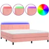 Image de vidaXL Sommier tapissier avec matelas et LED Rose 160x200 cm Velours