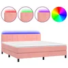 Image de vidaXL Sommier tapissier avec matelas et LED Rose 180x200 cm Velours