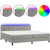 Image de vidaXL Sommier tapissier matelas et LED Gris clair 200x200 cm Velours