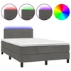 Image de vidaXL Sommier tapissier matelas et LED Gris foncÃ© 120x200 cm Velours