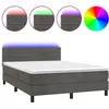 Image de vidaXL Sommier tapissier matelas et LED Gris foncÃ© 140x190 cm Velours