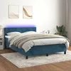 Image de vidaXL Sommier tapissier matelas et LED Bleu foncÃ© 140x190 cm Velours