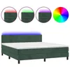 Image de vidaXL Sommier tapissier matelas et LED Vert foncÃ© 160x200 cm Velours