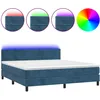 Image de vidaXL Sommier tapissier matelas et LED Bleu foncÃ© 180x200 cm Velours
