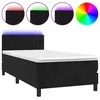 Image de vidaXL Sommier tapissier avec matelas et LED Noir 80x200cm Velours