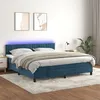 Image de vidaXL Sommier tapissier matelas et LED Bleu foncÃ© 160x200 cm Velours