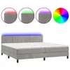 Image de vidaXL Sommier tapissier matelas et LED Gris clair 200x200 cm Velours