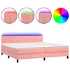 Image de vidaXL Sommier tapissier avec matelas et LED Rose 200x200 cm Velours