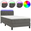 Image de vidaXL Sommier tapissier et matelas et LED Gris foncÃ© 90x200cm Velours