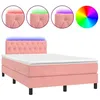 Image de vidaXL Sommier tapissier avec matelas et LED Rose 120x200cm Velours