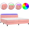 Image de vidaXL Sommier tapissier avec matelas et LED Rose 200x200 cm Velours