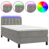 Image de vidaXL Sommier tapissier et matelas et LED Gris clair 90x190cm Velours