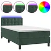 Image de vidaXL Sommier tapissier et matelas et LED Vert foncÃ© 90x200cm Velours