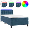 Image de vidaXL Sommier tapissier matelas et LED Bleu foncÃ© 100x200 cm Velours