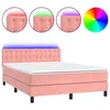 Image de vidaXL Sommier tapissier avec matelas et LED Rose 140x200 cm Velours
