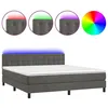 Image de vidaXL Sommier tapissier matelas et LED Gris foncÃ© 160x200 cm Velours