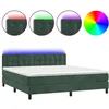 Image de vidaXL Sommier tapissier matelas et LED Vert foncÃ© 160x200 cm Velours