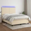 Image de vidaXL Sommier tapissier avec matelas et LED CrÃ¨me 140x190 cm Tissu