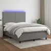 Image de vidaXL Sommier tapissier et matelas et LED Gris foncÃ© 140x200 cm Tissu