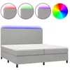 Image de vidaXL Sommier tapissier matelas et LED Gris clair 200x200 cm Tissu