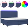 Image de vidaXL Sommier tapissier et matelas et LED Bleu 200x200 cm Tissu