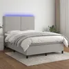 Image de vidaXL Sommier tapissier et matelas et LED Gris clair 140x190 cm Tissu