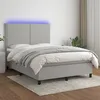 Image de vidaXL Sommier tapissier et matelas et LED Gris clair 140x200 cm Tissu
