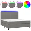 Image de vidaXL Sommier tapissier et matelas et LED Gris foncÃ© 180x200 cm Tissu
