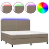 Image de vidaXL Sommier tapissier et matelas et LED Taupe 200x200 cm Tissu