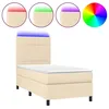 Image de vidaXL Sommier tapissier avec matelas et LED CrÃ¨me 90x200 cm Tissu