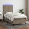 Image de vidaXL Sommier tapissier avec matelas et LED Taupe 100x200 cm Tissu