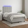 Image de vidaXL Sommier tapissier matelas et LED Gris clair 120x200 cm Tissu