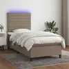 Image de vidaXL Sommier Ã  lattes de lit et matelas et LED Taupe 90x190 cm Tissu