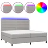 Image de vidaXL Sommier tapissier matelas et LED Gris clair 200x200 cm Tissu