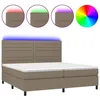 Image de vidaXL Sommier tapissier et matelas et LED Taupe 200x200 cm Tissu