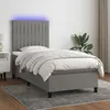 Image de vidaXL Sommier tapissier et matelas et LED Gris foncÃ© 100x200 cm Tissu