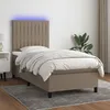 Image de vidaXL Sommier tapissier avec matelas et LED Taupe 100x200 cm Tissu