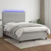 Image de vidaXL Sommier tapissier et matelas et LED Gris clair 140x200 cm Tissu