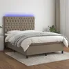 Image de vidaXL Sommier tapissier avec matelas et LED Taupe 140x190 cm Tissu